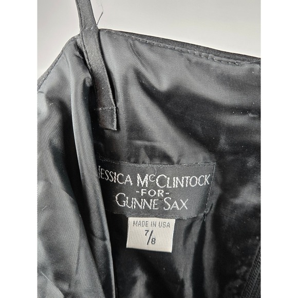 Vintage 90's Jessica McClintock Gunne Sax Whimsigoth Satin Slip Midi Dress, 7/8 - Picture 5 of 5